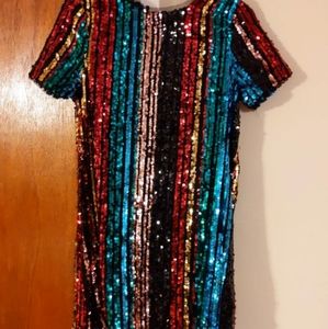 Sequin colorful shirt dress, worn once!